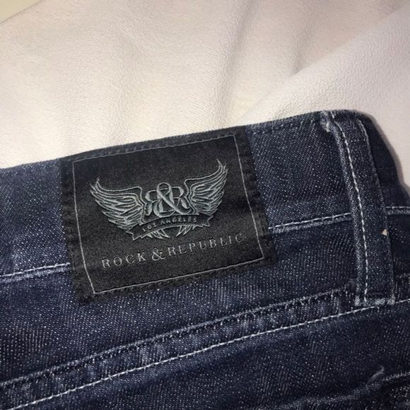 Rock & Republic dark blue demin jean short Shorts Size 27‎ women’s flayed * - Picture 7 of 8